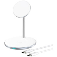 Беспроводное зарядное устройство Choetech Magnetic 2 in 1 magnetic Wireless Charging Stand White (T581-F)