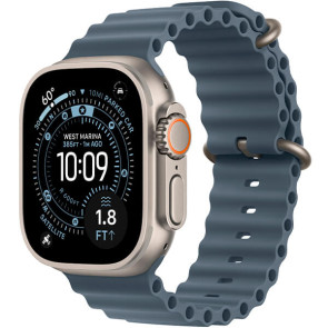 Apple Watch Ultra 3 Natural Titanium Case with Anchor Blue Ocean Band (MEWH4)