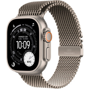 Apple Watch Ultra 3 Natural Titanium Case with Natural Titanium Milanese Loop Large (MF0E4)