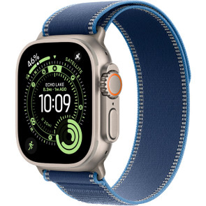 Apple Watch Ultra 3 Natural Titanium Case with Blue/Bright Blue Trail Loop M/L (MEWU4)