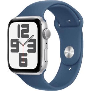 Apple Watch SE 2 2024 GPS 44mm Silver Aluminium Case with Denim Sport Band S/M (MXEQ3)