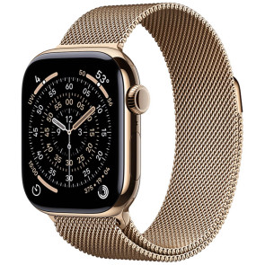Apple Watch Series 11 46mm Gold Titanium Case with Gold Milanese Loop S/M (MFD74)