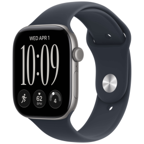 Apple Watch Series 12 46mm Space Gray Aluminum Case with Navy Blue Sport Band M/L (MJEJ4)