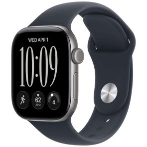 Apple Watch Series 12 GPS + Cellular 42mm Space Gray Aluminum Case with Navy Blue Sport Band S/M (MJFX4)