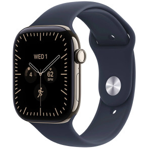 Apple Watch Series 12 42mm GPS + Cellular Natural Titanium Case with Navy Blue Sport Band S/M (MJGF4)