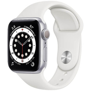 б/у Apple WATCH Series 6 40mm Silver Aluminium Case with White Sport Band (MG283) (Среднее состояние)