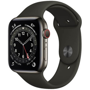 б/у Apple WATCH Series 6 44mm GPS + Cellular Graphite Stainless Steel Case with Black Sport Band (M07Q3) (Отличное состояние)