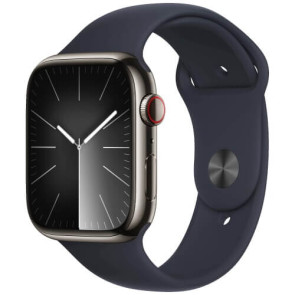 Apple Watch Series 9 GPS + Cellular 45mm Graphite Stainless Steel Case with Midnight Sport Band M/L (MRMW3)