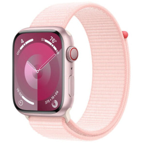 Apple Watch Series 9 GPS + Cellular 45mm Pink Aluminum Case with Light Pink Sport Loop (MRMM3)