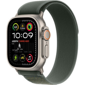 Apple Watch Ultra 2 Natural Titanium Case with Green Trail Loop S/M (MXTN3)