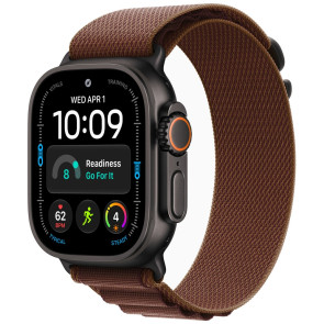 Apple Watch Ultra 4 Black Titanium Case with Burgundy Alpine Loop Medium (MJC14)