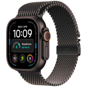 Apple Watch Ultra 4 Black Titanium Case with Black Titanium Milanese Loop Medium (MJAV4)