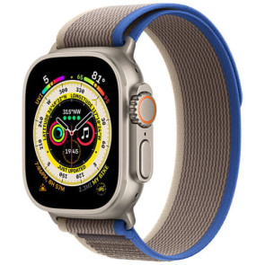 Apple Watch Ultra Titanium Case with Blue/Gray Trail Loop - M/L (MQF33/MQEJ3)