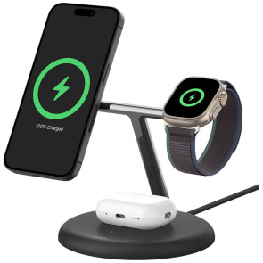 Беспроводное зарядное устройство Belkin BoostCharge Pro 3in1 Qi2 15W Black (WIZ023VFBK)