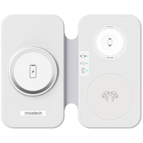 Беспроводное зарядное устройство Choetech 3 in 1 Foldable Travel Charger Pad White (T616-F-WH)