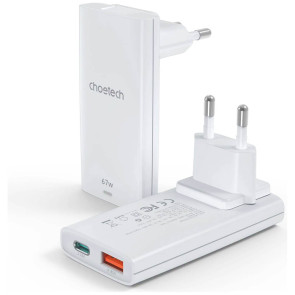 Сетевое зарядное устройство Choetech 67W GaN Ultra thin A+C Wall Charger White (PD6011-WH)