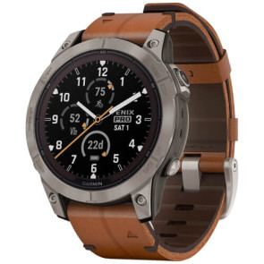 Смарт-часы Garmin Fenix 7 Pro Sapphire Solar Titanium with Chestnut L. Band (010-02777-30) ГАРАНТИЯ 3 мес.