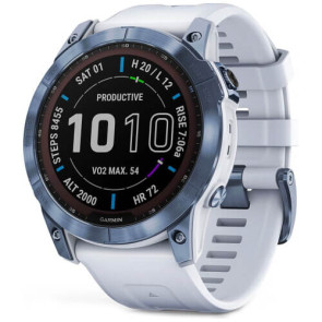 Смарт-часы Garmin Fenix 7X Sapphire Solar M. Blue DLC Titanium with Whitestone Band (010-02541-14/15) ГАРАНТИЯ 3 мес.