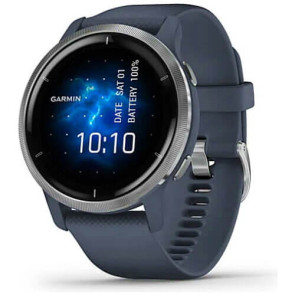 Смарт-часы Garmin Venu 2 Silver Bezel with Granite Blue Case and Silicone Band (010-02430-10/00) ГАРАНТИЯ 3 мес.