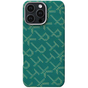 Чехол-накладка Pitaka Tactile Woven Monogram Green/Gold for iPhone 16 Pro Max (KI1601PTKP)