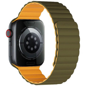 Ремешок WIWU for Apple Watch 38/40/41mm Magnetic Silicone Band Series (Army green-Yellow) (Wi-WB001)