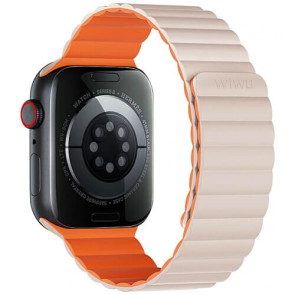 Ремешок WIWU for Apple Watch 42/44/45/49mm Magnetic Silicone Band Series (White-Orange) (Wi-WB001)