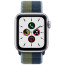 Apple Watch SE 40mm GPS + Cellular Silver Aluminium with Abyss Blue Moss Green Sport Loop (MKQM3)