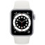 Apple Watch Series 6 40mm GPS + Cellular Silver Aluminum Case with White Sport Band (M06M3/M02N30) Активированные