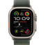 Apple Watch Ultra 2 Natural Titanium Case with Green Trail Loop S/M (MXTN3)