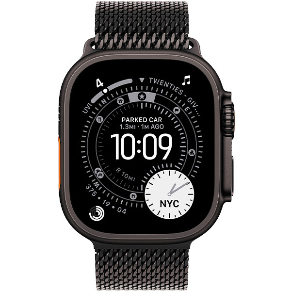 Apple Watch Ultra 3 Black Titanium Case with Black Titanium Milanese Loop Small (MF1N4)