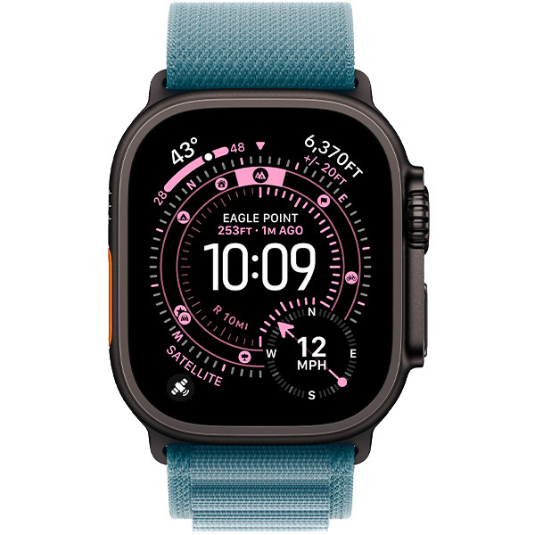 Apple Watch Ultra 3 Black Titanium Case with Light Blue Alpine Loop Medium (MF254/MG9L4)