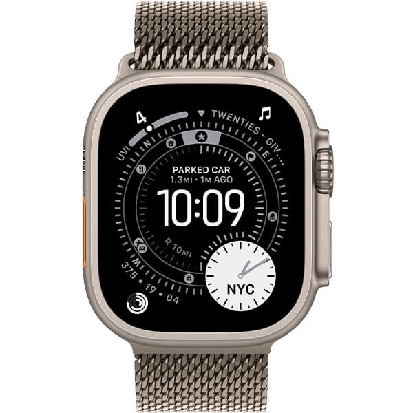 Apple Watch Ultra 3 Natural Titanium Case with Natural Titanium Milanese Loop Small (MEWW4)