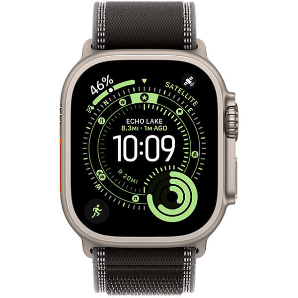 Apple Watch Ultra 3 Natural Titanium Case with Black/Charcoal Trail Loop S/M (MF1V4+MFT84)