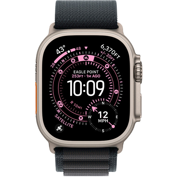 Apple Watch Ultra 3 Natural Titanium Case with Black Alpine Loop Large (MF1V4+MFTG4)