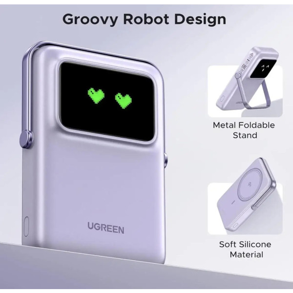 Зовнішній акумулятор UGREEN Uno 10000mAh Qi2 Purple (45337)