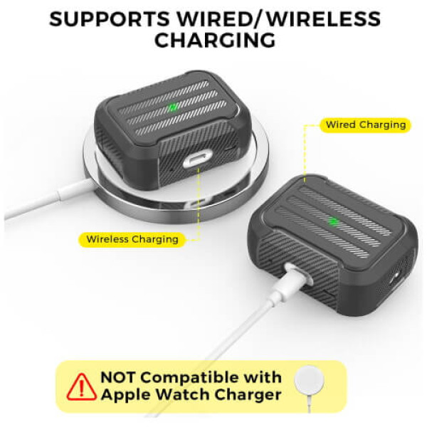Чохол для навушників AhaStyle Rugged Protective Case for AirPods Pro 2 with strap Black (X003KE7Y67)