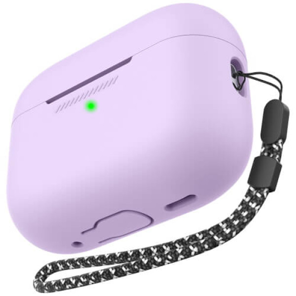 Чохол для навушників AhaStyle Silicone Case for AirPods Pro 2 with strap Lavender (X003E43NBX)