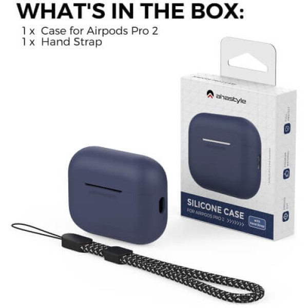 Чохол AhaStyle Silicone Case for AirPods Pro 2 with strap Midnight Blue (X003E41MYN/CP-187-2-C-MB)