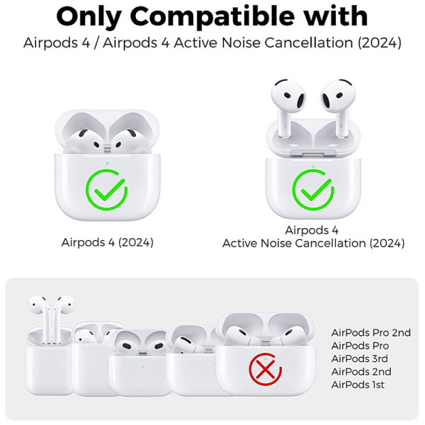 Чохол AhaStyle Transparent TPU Case for Airpods 4 Black with Cleaning Pen Kit (CP-WG164-CBK)