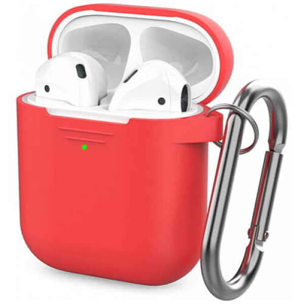 Чохол для навушників AhaStyle Silicone Case for AirPods with Belt Red (X001M5BDQX)