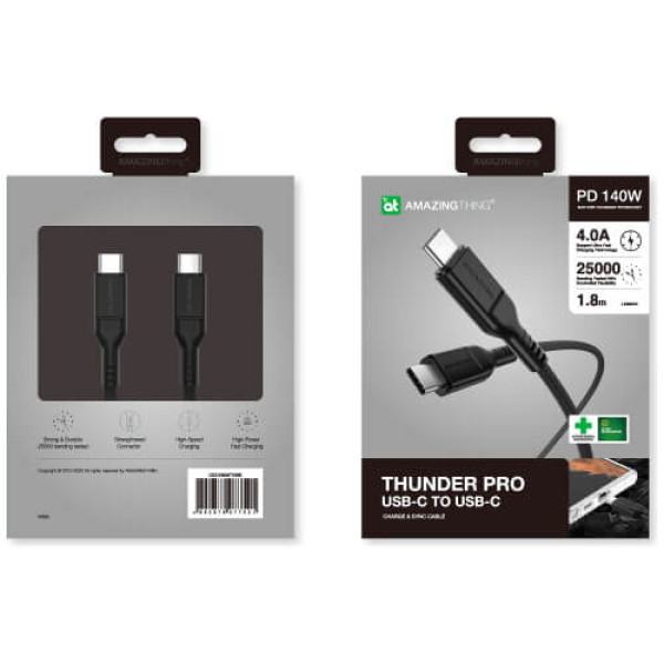 Кабель AmazingThing Thunder Pro USB-C to USB-C 140W (1.8m) Black (CCC180MTHBK)