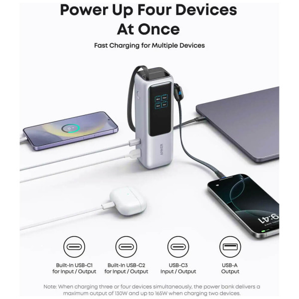 Зовнішній акумулятор Anker ZOLO Power Bank 25000mAh 165W Silver (A1695H41)