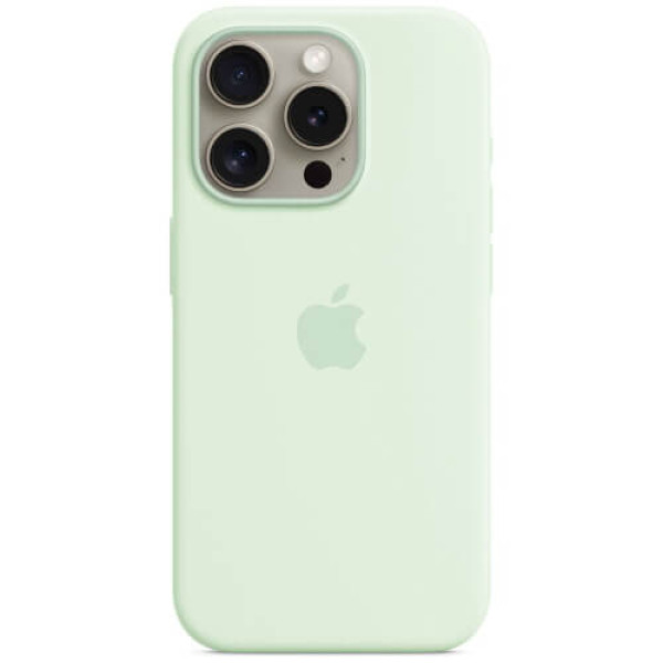 Чохол-накладка Apple iPhone 15 Pro Max Silicone Case with MagSafe Soft Mint (MWNQ3)