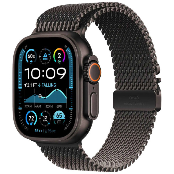Ремінець Apple Watch 44/45/46/49mm Black Titanium Milanese Loop Small (MXKF3) (Уцінка)
