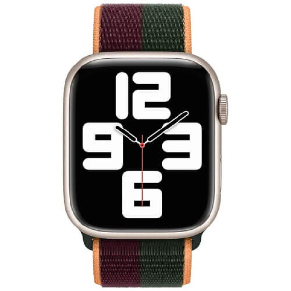 Ремінець Apple Watch 45/44/42mm Sport Loop Dark Cherry/Forest Green (ML323)