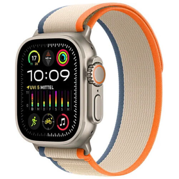 Ремінець Apple Watch 49mm Trail Loop Orange/Beige S/M (MT5W3)