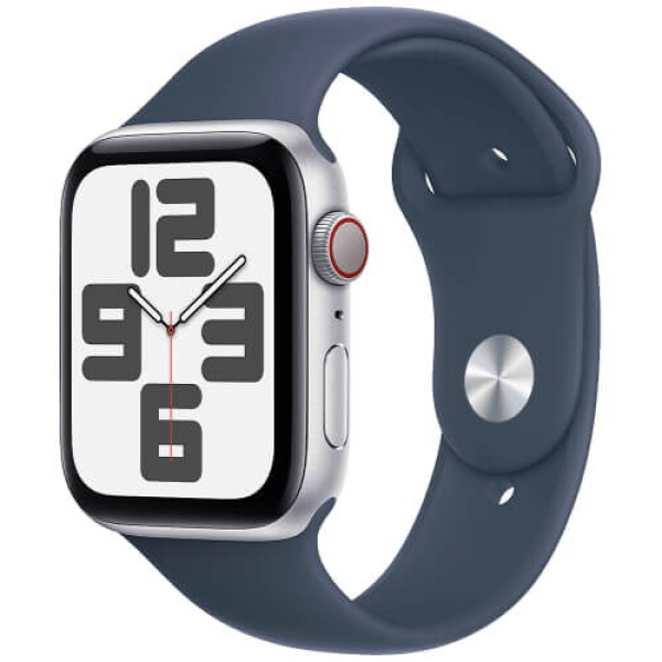 Apple WATCH SE GPS + Cellular 40mm Silver Aluminum Case with Storm Blue Sport Band S/M (MRGH3)