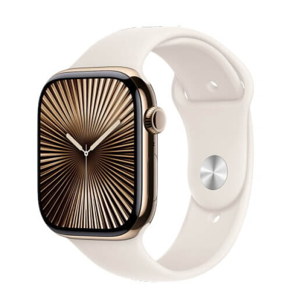 Apple Watch Series 10 42mm Gold Titanium Case with Starlight Sport Band S/M (MX063)