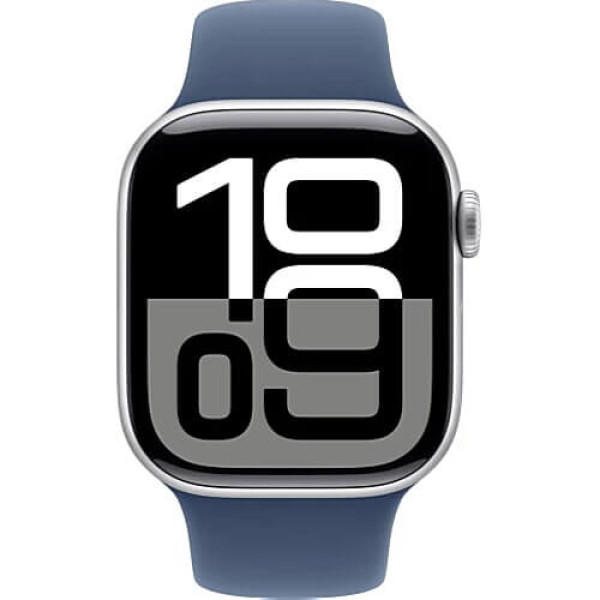Apple WATCH Series 10 GPS + Cellular 42mm Silver Aluminium Case with Denim Sport Band S/M (MWX33)