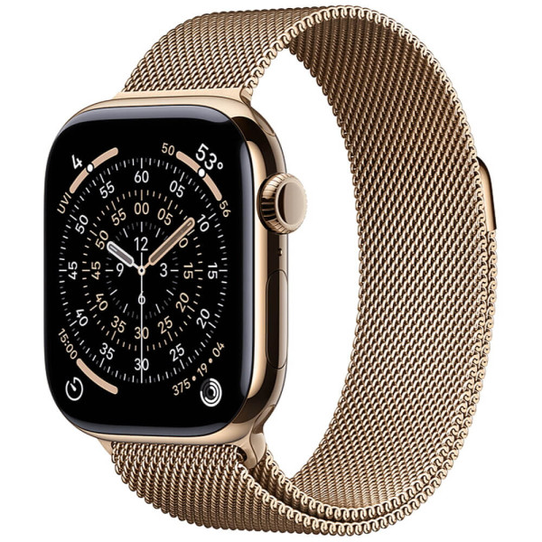Apple Watch Series 11 42mm Gold Titanium Case with Gold Milanese Loop S/M (MF8Y4)